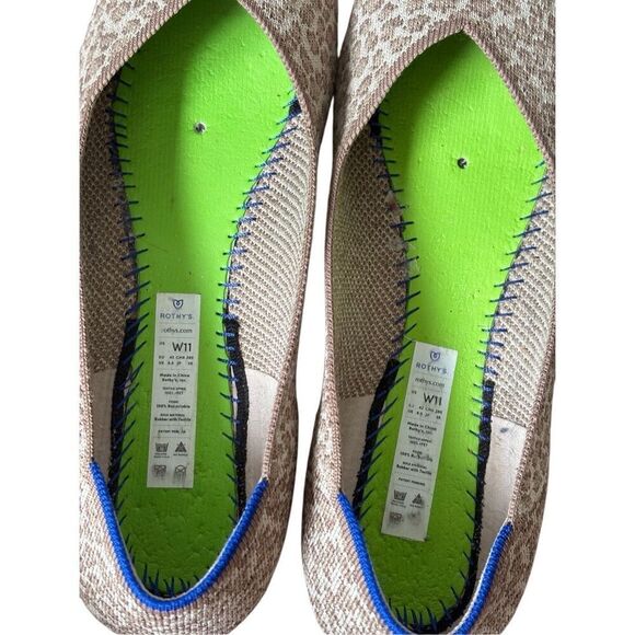 Rothy's The Flat Portobello Spot  Flats Leopard Animal Print Size 11 Cream Tan - Picture 4 of 11